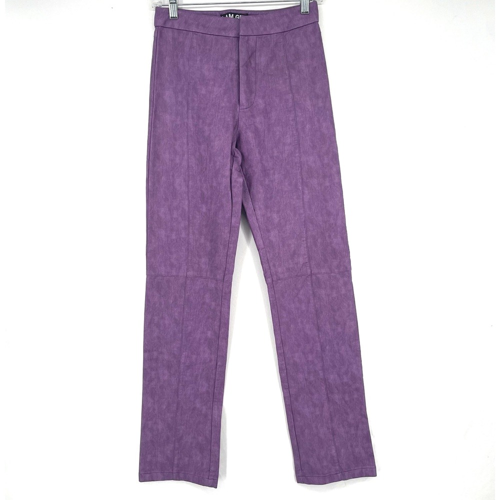I.AM.GIA Zaros Faux Leather Pants Womens Size XS Purple High Waisted Paneled
